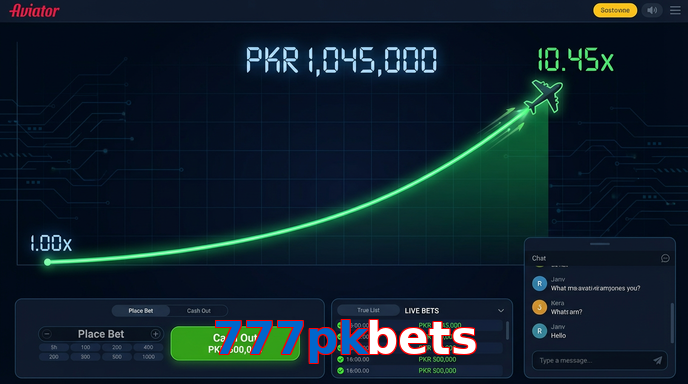 Main screen of 777Pkbets aviator page for PK players